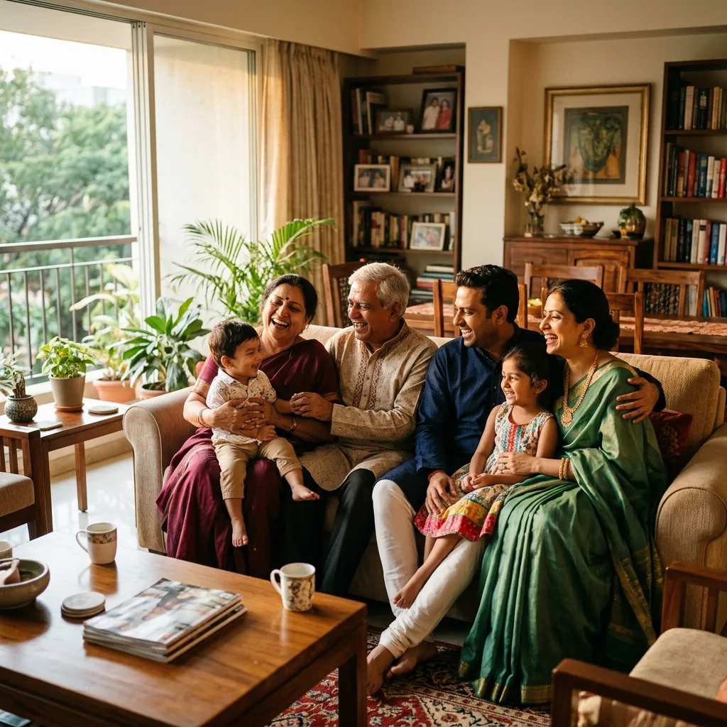 Family spending time together in warm light